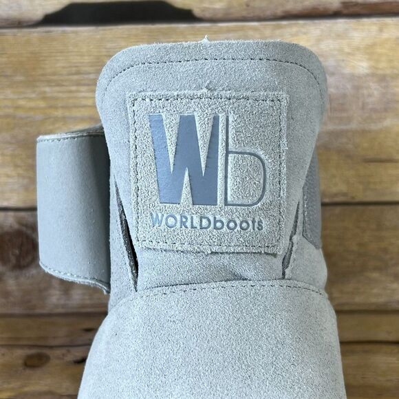 WORLD BOOTS Sz 12 Mens Chukka Moccasin Boots 100% Leather Suede Light Blue - Picture 12 of 16